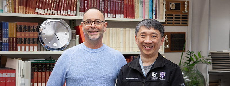 Left, Dave Meyn, patient, with Dr. Victor Yang. 